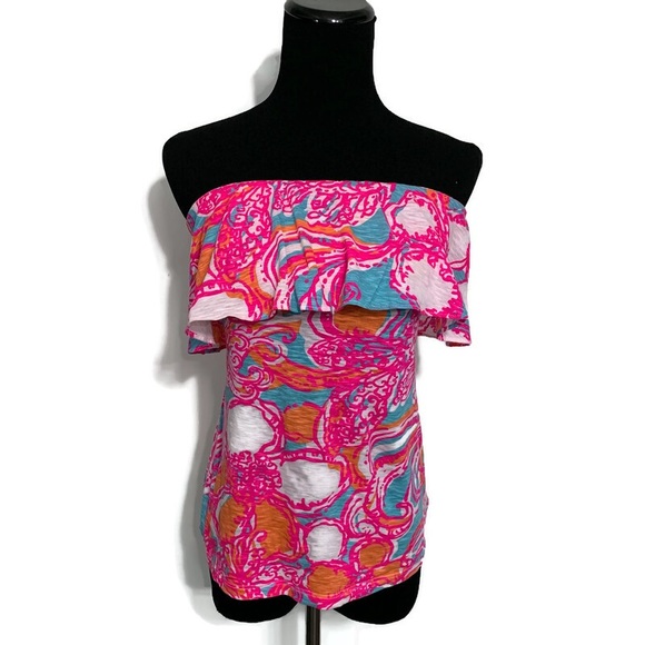 Lilly Pulitzer Riley Ruffle Tube Top Small - Picture 2 of 7